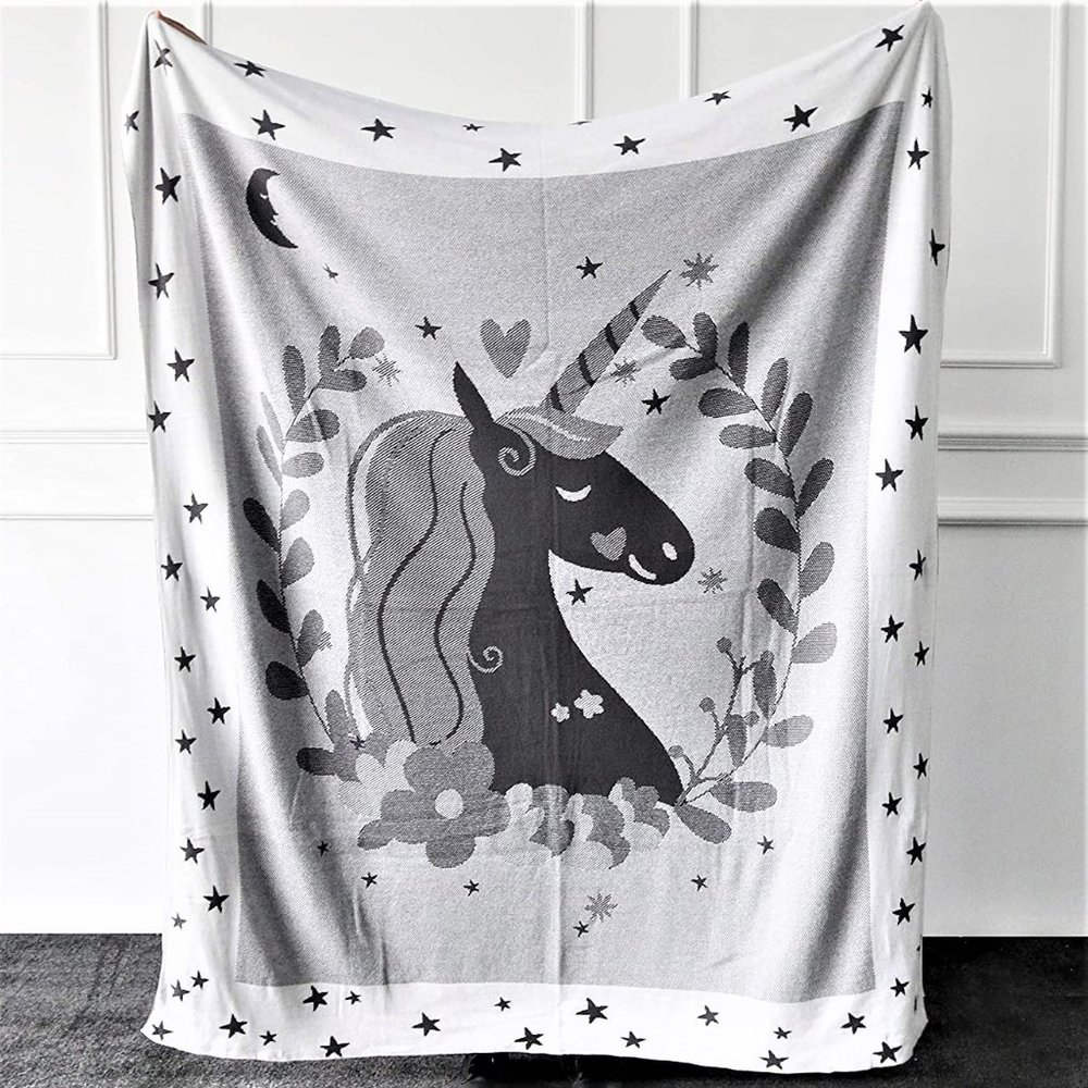 New Baby Child Love Unicorn Cozy Blanket Double Sided 50" X 60" Thick Warm Throw